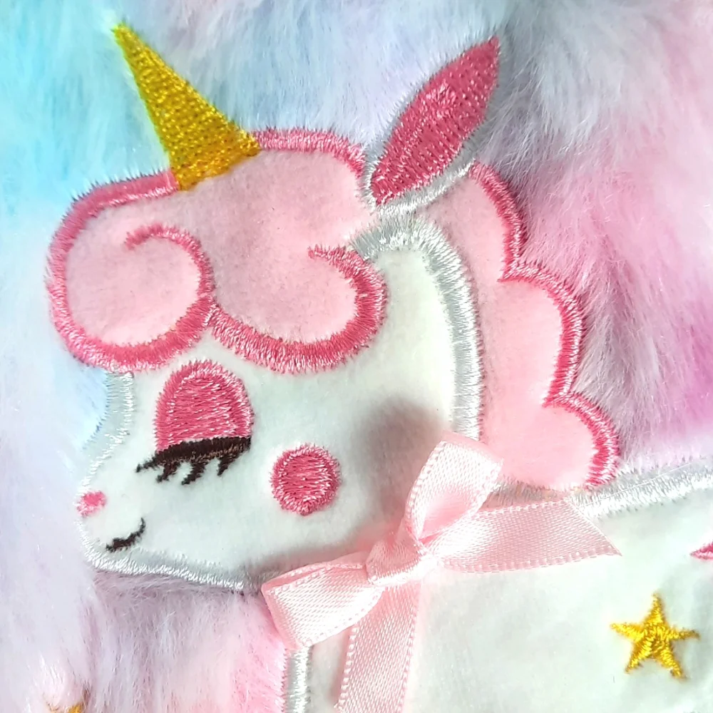 Pink Handbag with Plush Texture and Cartoon Design